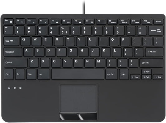 Perixx PERIBOARD-525 US, Wired Mini USB Keyboard with Touchpad - X Type Scissor Keys - 11.18x7.17x1.1 Inches - Build-in 2 USB Hubs - US English