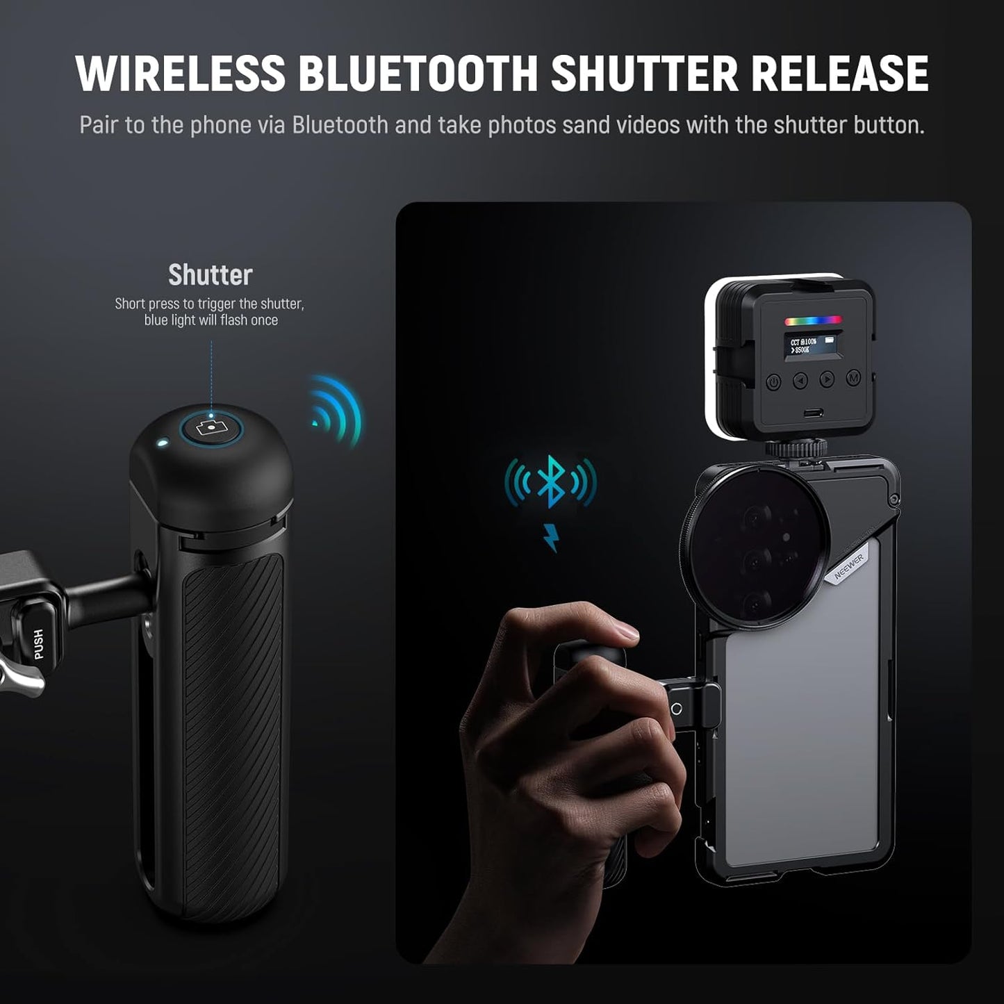 NEEWER PA082 S25 Ultra Phone Cage Holder for Recording Filming with 2X Handle, 67mm Filter Adapter, 17mm Lens Backplate, T Mount Adapter, Video Rig Stabilizer Compatible with Samsung Galaxy S25 Ultra