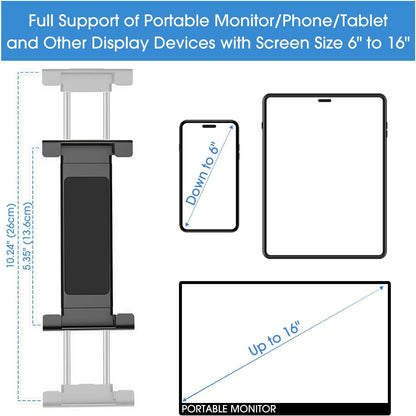 Kado Portable Monitor Stand Aluminum Alloy, Tablet Holder Phone Clamp for Display Phone, Wall Mount 3M Cubical Mount for Portable Monitor, Kitchen Cabinet Tablet Holder for iPad Surface Pro