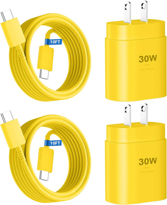 Phone 15 Charger 10FT USB C to C Fast Charging Cord,30w USB C Phone 15 Pro Max Fast Charger Block for Phone 15/15 Pro Max/15 Pro/15 Plus/Pro 12.9/11 inch,S24 Ultra Plus,Yellow