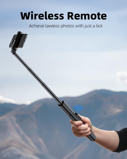 TODI Selfie Stick Tripod for iPhone, 60" Lightweight Phone Tripod Stand with Wireless Remote, Extendable Selfie Stick for iPhone, All-in-1, Compatible with iPhone/Android