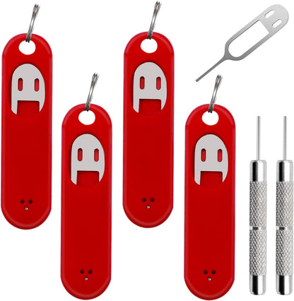 6 Pack SIM Card Removal Tool, Sim Card Tray Opening Tool Eject Pins Needle Opener Ejector Compatible with All iPhone Apple iPad HTC Samsung Galaxy Cell Phone Smartphone Watchchain Link Remover, Red
