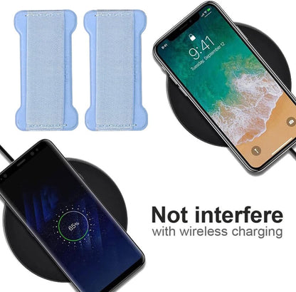 Phone Grip Holder for Hand, Universal Finger Strap Phone Holder, Finger Selfie Grip Compatible with Most Smartphones (Light Blue) - 2Pack