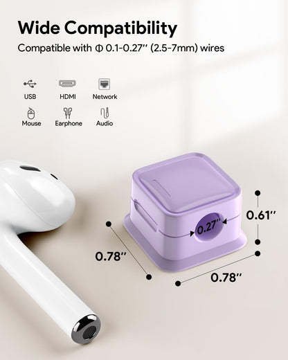 8 Pack Magnetic Cord Organizer, Easy Secure Adhesive Cable Management, Wire Holder Keeper Organizer Management, Hide/Organize Phone USB Charger Cable for Home,Office,Car,Desk,Nightstand-Purple