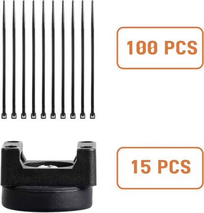15Pcs (+100 pcs zip ties) Magnetic Cable Clips Zip Tie Mount Base, Cable Ties Holder, Multipurpose Wire Cable Holder for Magnetic Cable Management, Electrical Organization Supplies for Wire (BLACK15)
