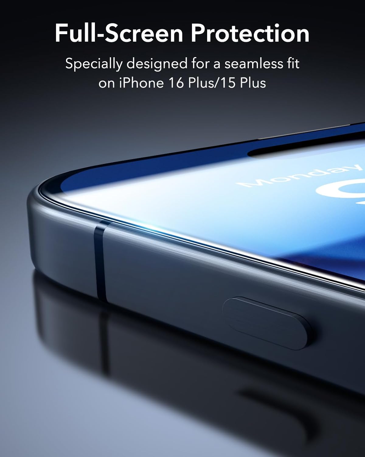 ESR 3 Pack 9H+ Glass for iPhone 16 Plus/iPhone 15 Plus Screen Protector, [Military Grade Shatterproof & Longest Durable] Armorite Ultra-tough Full Coverage Tempered Glass with UltraFit Tray