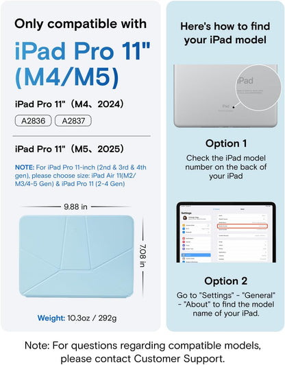 MOFT Dynamic Folio Case for iPad Pro 11- inch (M5 2025 / M4 2024), Silm Magnetic Stand Case with 20+ Viewing Angles, Auto Wake/Sleep, Ultra Thin, Soothing Mist x Misty Cove