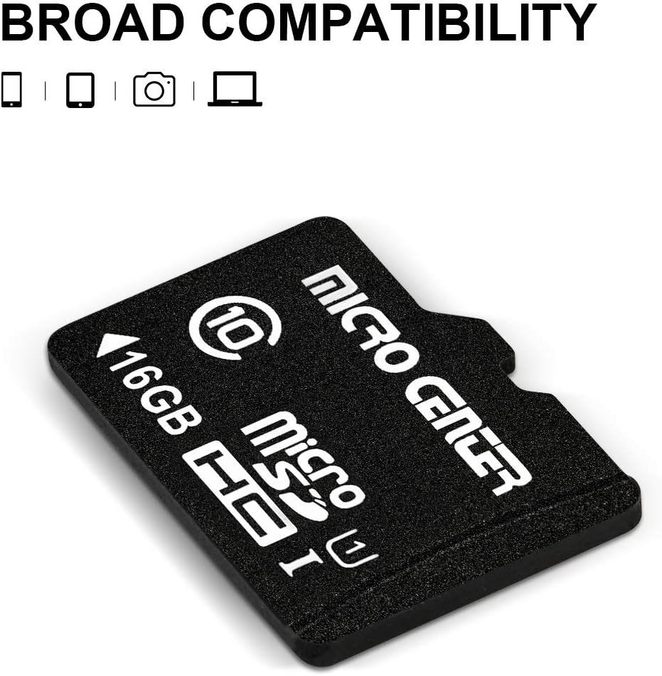Micro Center 16GB Class 10 MicroSDHC Flash Memory Card with Adapter for Mobile Device Storage Phone, Tablet, Drone & Full HD Video Recording - 80MB/s UHS-I, C10, U1 (10 Pack)