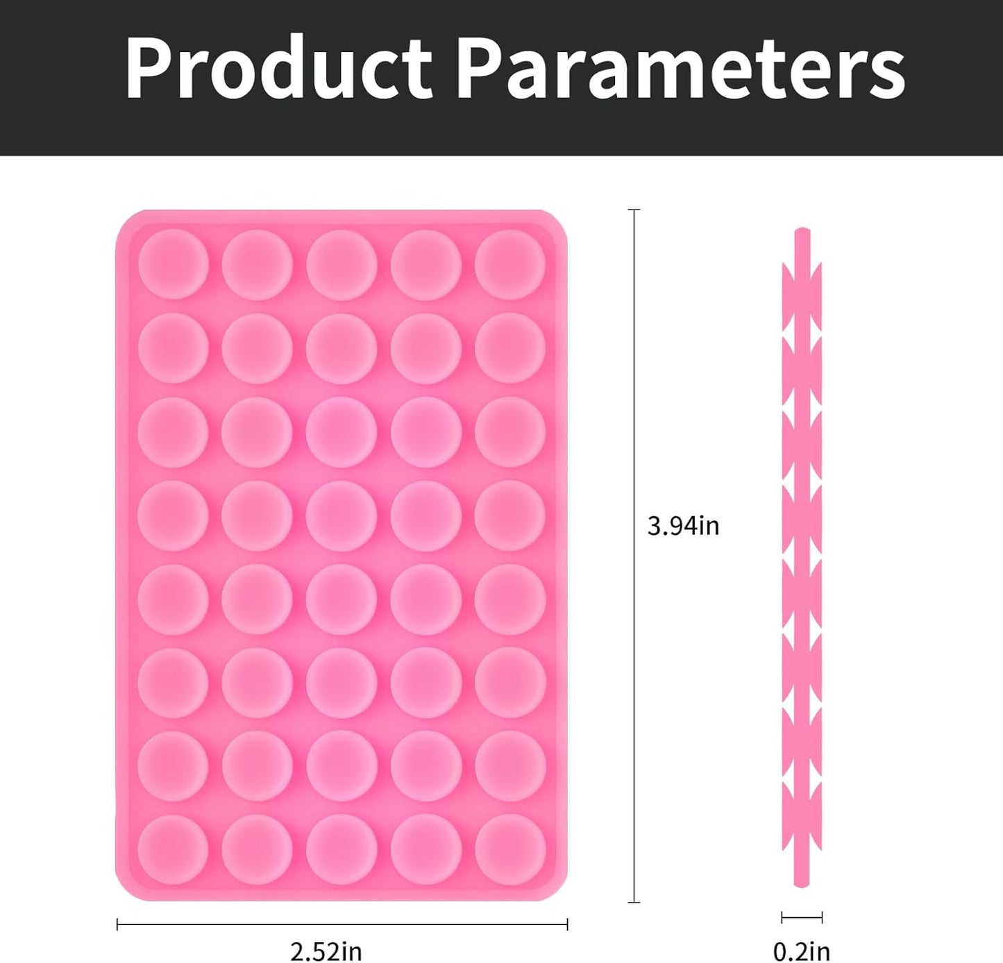 2 Pack Silicone Double-Sided Suction Grip – 40 Cups per Side, Strong Hold for iPhone, Galaxy, Pixel, Android – Hands-Free for Selfies & Videos (Pink)