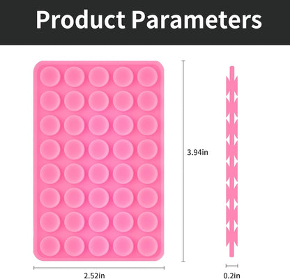 2 Pack Silicone Double-Sided Suction Grip – 40 Cups per Side, Strong Hold for iPhone, Galaxy, Pixel, Android – Hands-Free for Selfies & Videos (Pink)