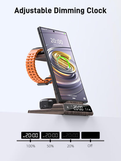 Wireless Charger for Samsung Charging Station, 3 in 1 Android Phone Charger for Samsung Galaxy S25 Ultra/S24 Ultra/S23/Z Fold7/Flip7, Galaxy Watch 8/8 Classic/Ultra/7/6/5, Galaxy Buds 3 Pro/3