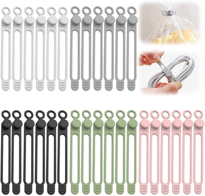30pcs Data Cable Organizer, 2025 New Silicone Cable Ties Cable Management Organizer, 106mm Reusable Cord Organizer, Colorful Wire Organizers for Cords (30)