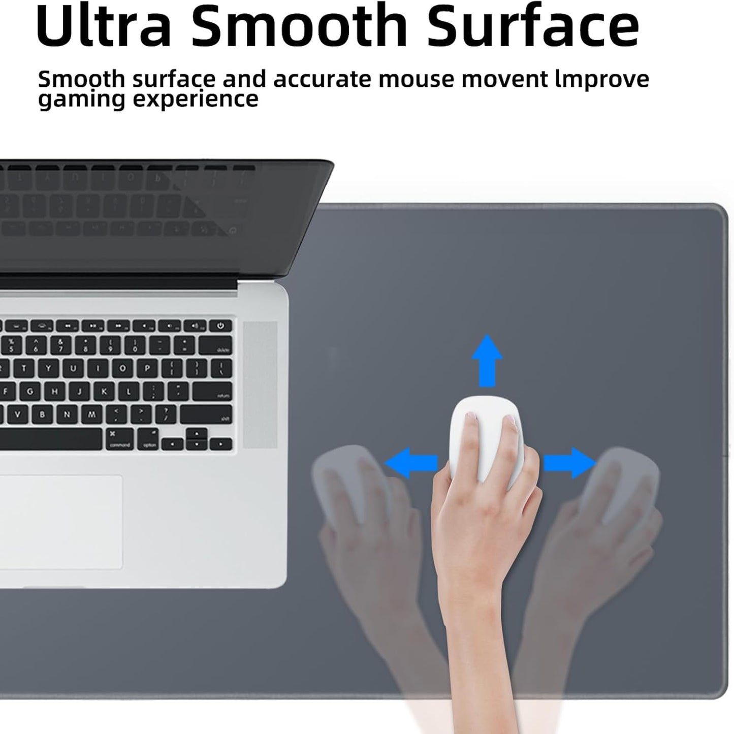 Galdas Gaming Mouse Pad XXL XL Large Long Extended Big Mousepad Non-Slip Rubber Keyboard Mouse Pad with Stitched Edges for Laptop Home Office (31.5x11.8x0.08 Inch) -Grey