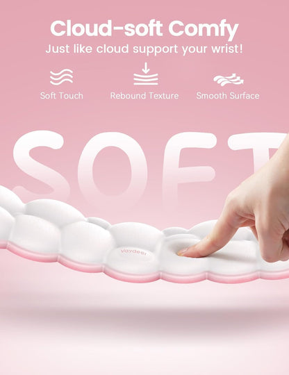 Vaydeer Cloud Keyboard Wrist Rest Set – Ergonomic Memory Foam Wrist Pad for Computer, Laptop & Gaming, Non-Slip Cute Desk Accessories for Office(Keyboard Rest + Mouse Rest + Coaster)