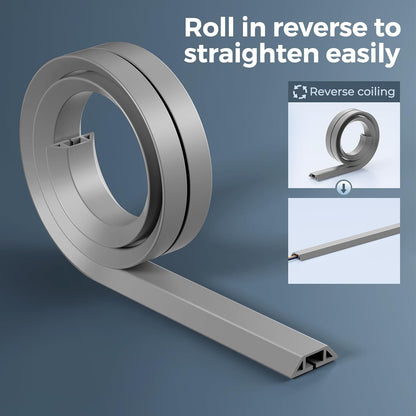 Yecaye 4ft Floor Cord Cover, Cord Covers for Wires on Floor, Floor Cable Mangament, Cable Protector for Organizing and Protecting Wires on Floor, Cord Hider Cable Cavity W0.55in H0.27in Grey