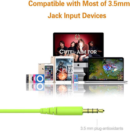 MAXROCK (TM Total Soft Silicon Headphones with Mic Sleep Travel Choice for Cellphones Tablets and 3.5mm Jack (Green)