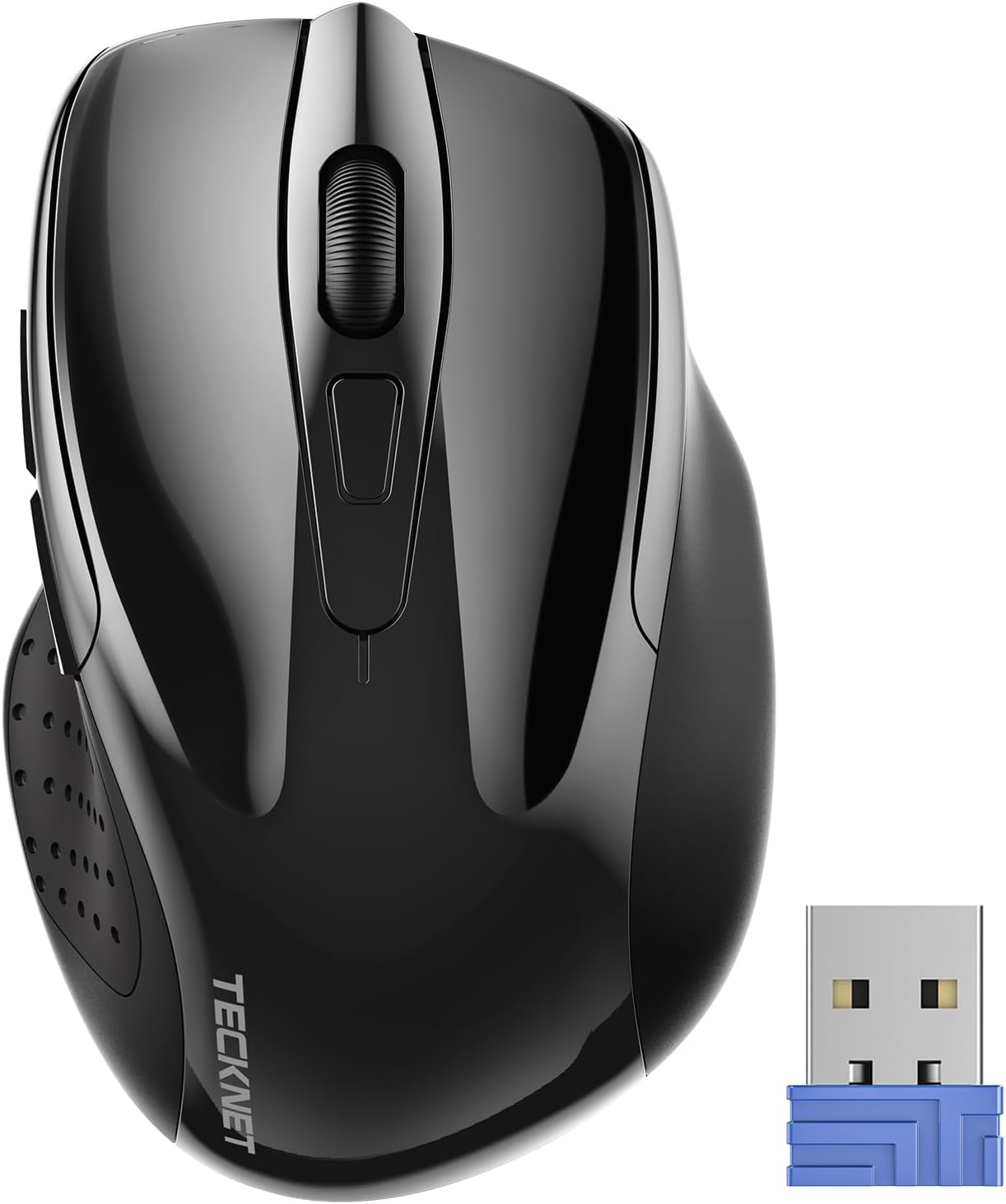 TECKNET Wireless Mouse, 2.4G Ergonomic Optical Mouse, Computer Mouse for Laptop, PC, Computer, Chromebook, Notebook, 6 Buttons, 24 Months Battery Life, 2600 DPI, 5 Adjustment Levels, for Small Hand