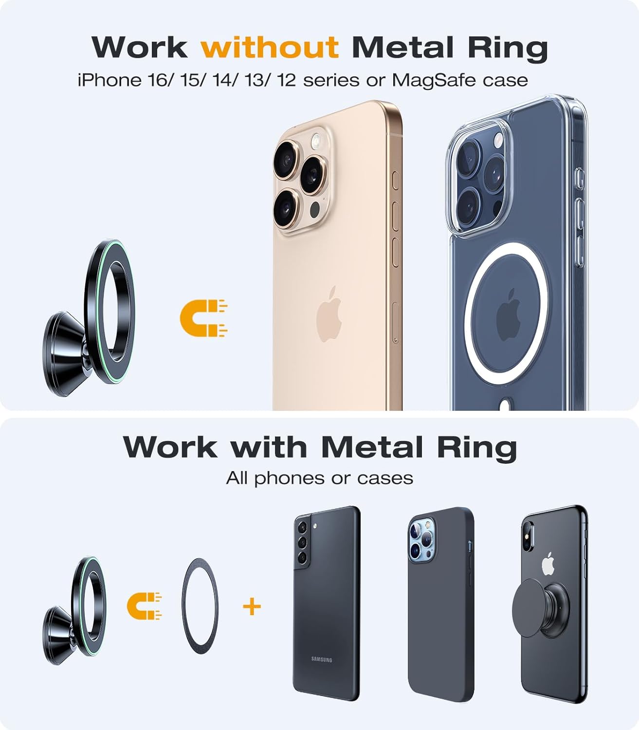 VICSEED [2025 Upgrade for MagSafe Car Mount, [Military-Grade] [High & Low Temp Resistance] Magnetic Phone Holder for Car Dashboard, 360 Rotatable Car Phone Holder Mount for iPhone 16 Pro Max 15 14 13