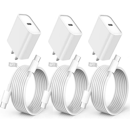iPhone 16/15 Pro Max Charger Fast Charging,20W USB C Charger Block,3Pack Type C Fast Charging Cord Long USB C to C Wall Charge Cable for iPhone 16/16 Plus/16 Pro Max, iPad Pro 12.9"/11",iPad Air/Mini