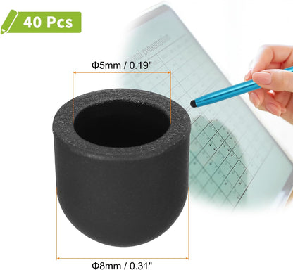 MECCANIXITY 40Pcs Replacement Stylus Pen Tips 8mm Conductive Capacitive Touch Screen Pens Tips Silicone Rubber, Black