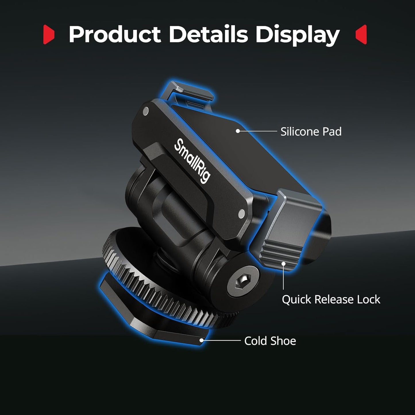 SMALLRIG Cold Shoe Adapter Mount for DJI Osmo 360 / Action 5 Pro / 4 / 3, with Quick Release Mount, 180° Tilt Adjustable - 5436