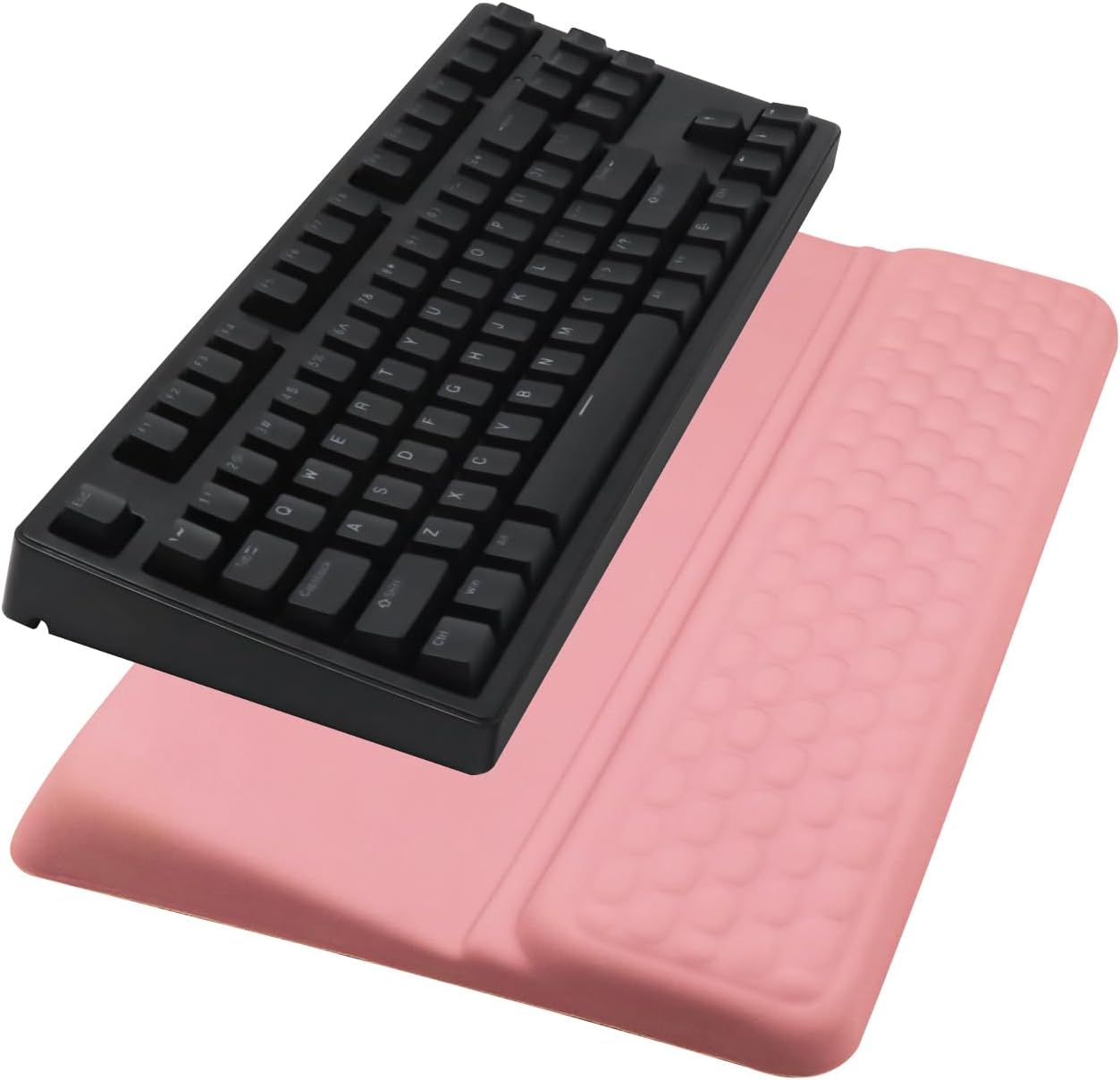 Computer Keyboard Stand Pad with Wrist Rest, Ergonomic Comfy Tilted Keyboard Stand Riser Holder Pad for Office Home (Pink)