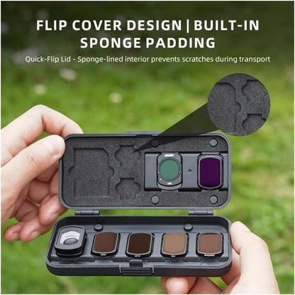 Filter Case for DJI Pocket 3, Magnetic Lens Filter Storage Case for DJI Osmo Pocket 3 Creator Combo Accessories, ND-UV-CPL Wide Angle Macro Lens TF/SD Card Organizer