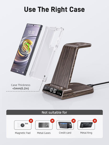 Wireless Charger for Samsung Charging Station, 3 in 1 Android Phone Charger for Samsung Galaxy S25 Ultra/S24 Ultra/S23/Z Fold7/Flip7, Galaxy Watch 8/8 Classic/Ultra/7/6/5, Galaxy Buds 3 Pro/3