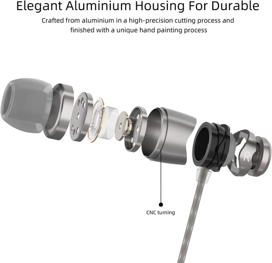 SoundMAGIC E11 Wired Earbuds No Microphone HiFi Stereo Earphones Noise Isolating in Ear Headphones Powerful Bass Tangle Free Cord Gunmetal