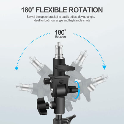 WELLMAKING U-Shape Camera Flash 180°Swivel Mount Bracket with Standard 1/4 to 3/8 inch Metal Male Screw Spigot Stud Compatible for Umbrella Softbox Reflector Holder Stand for Video Light Studio Light