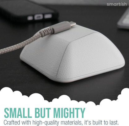 Smartish® Magnetic Cord Holder - Cable Wrangler Organizer with Magnet Clips for Charger Management on Desktop, Nightstand, or Side Table for All Cables, USB-C, Lightning Cables - Snow Day White