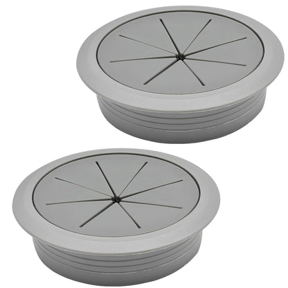 Desk Grommet 3-1/8" (80 mm), Desk Hole Cover for Cables Dark Grey, Cable Grommet ABS Plastic, Desk Hole Grommet for Office and Home Table Cable, Detachable & Flexible Cable Cord Organizer-2 Pcs