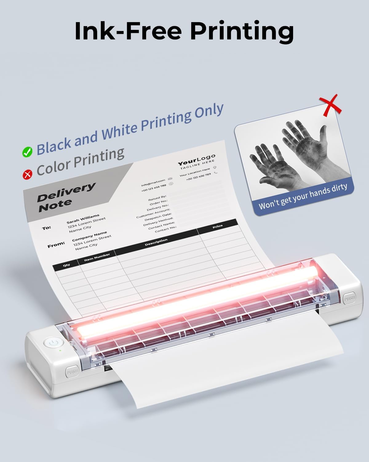 Phomemo M08F Portable Printers Wireless for Travel, Thermal Printer Support 8.5" X 11" US Letter Thermal Paper, Bluetooth Inkless Printer Compatible with iOS, Android, Laptop for Travel, Office, Home