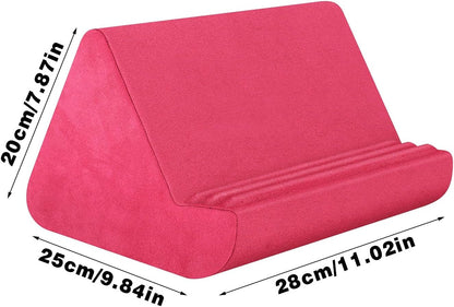Rose Red Soft Tablet Pillow - Adjustable Stand for iPads & More, Lazy Holder with Pocket