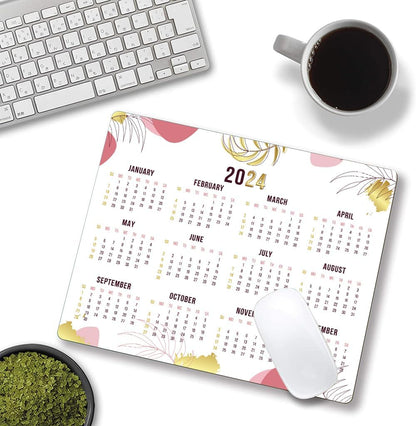 Mouse Pad, 2025 Calendar Mouse Pads, Cute Square Mouse Mat Waterproof Non-Slip Rubber Base Computer Mousepad for Desk Home Office Laptop, Abstract Leaf Calendar