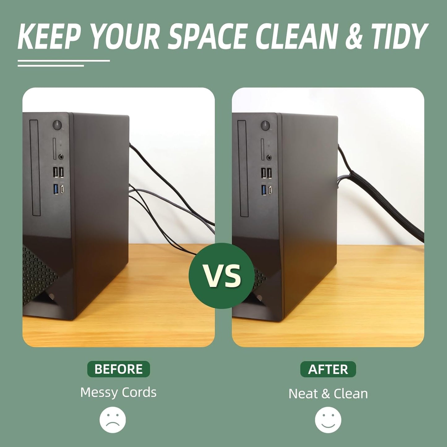 Split Wire Loom Tubing, Cable Protector Sleeve, Braided Cable Management for TV/Computer/Home Theater/Engine Bay, Cord Protectors from Pets No Chew (Black, 3/4"-10ft)