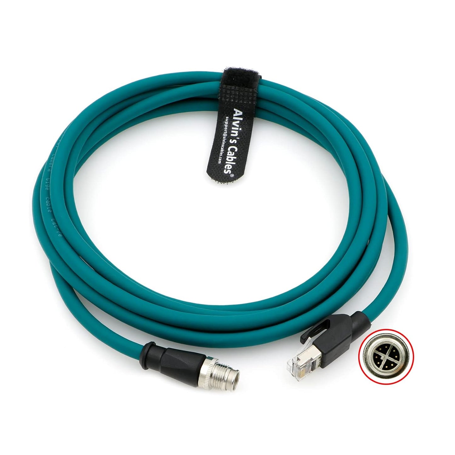 Alvin's Cables M12 8 Pin X Code to RJ45 Industrial Ethernet Cable for Cognex in Sight 8200 8400 Series IP67 Waterproof Shielded Cord for Industrial Camera 16.4ft/5M