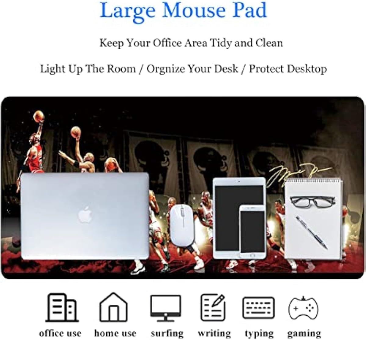 RTGGSEL 31.5x11.8 Inch Non-Slip Long Extended Large Gaming Mouse Pad with Stitched Edges XL Laptops Keyboard Mouse Mat(MJ)