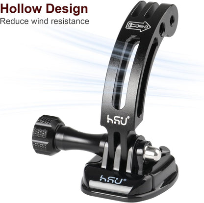 HSU Aluminum Alloy Curved Extension Arm (3”) Metal Pole Mount Helmet Stick Extension Arm Mount for Hero 13/12/11/10/9/8/7/6 Black, DJI Osmo Action 4/3 and More Action Cameras (Black)