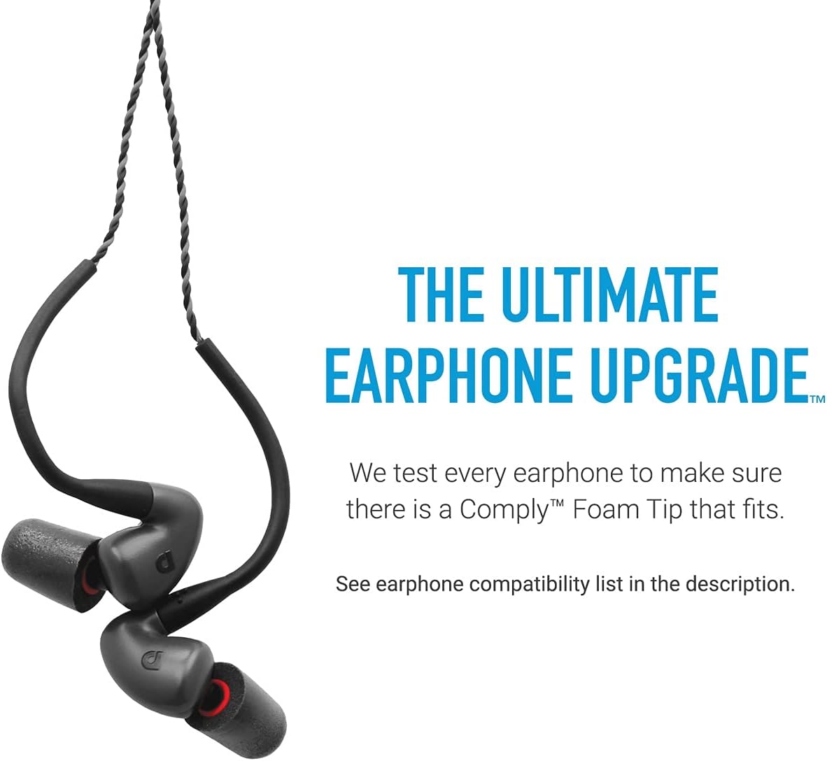 Comply P-Series | Memory Foam Replacement Ear Tips Designed for Etymotic, NuForce, ISOtunes PRO, Q-Jays, & More | Superior Noise Isolation, Ultimate Comfort, Secure Fit | Black, Large (3 Pairs)