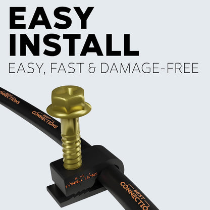 Best Connections Coaxial Cable Clips with Pre-Inserted Screw 1/4" inch (500 Pack) – Black Single Mounting Clamps for Coax (RG6, RG59) and Ethernet Cables – Cord Fasteners/Strain Relief Clip