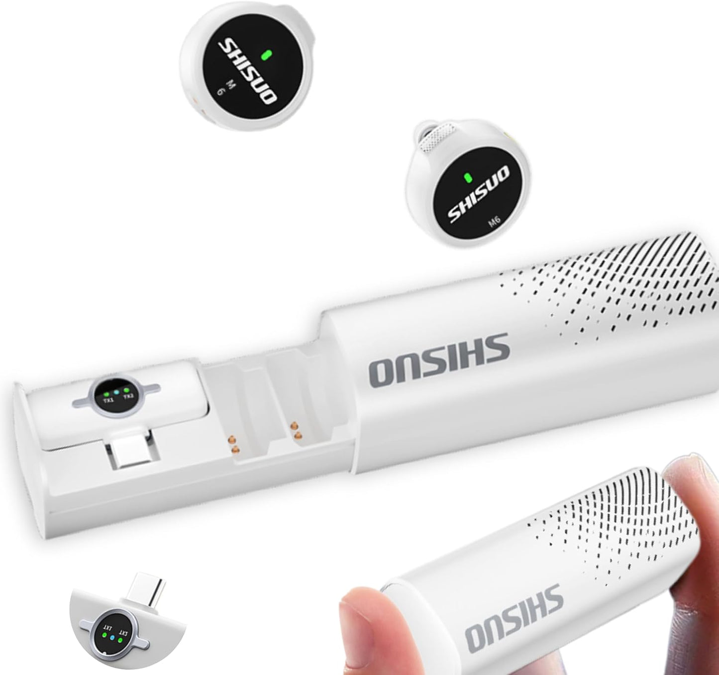 Wireless Lavalier Microphone for iPhone Android, Mini Clip-On Mic with Portable Charging Case, for YouTube Vlogging, Video Recording, Podcast, TikTok Content Creation