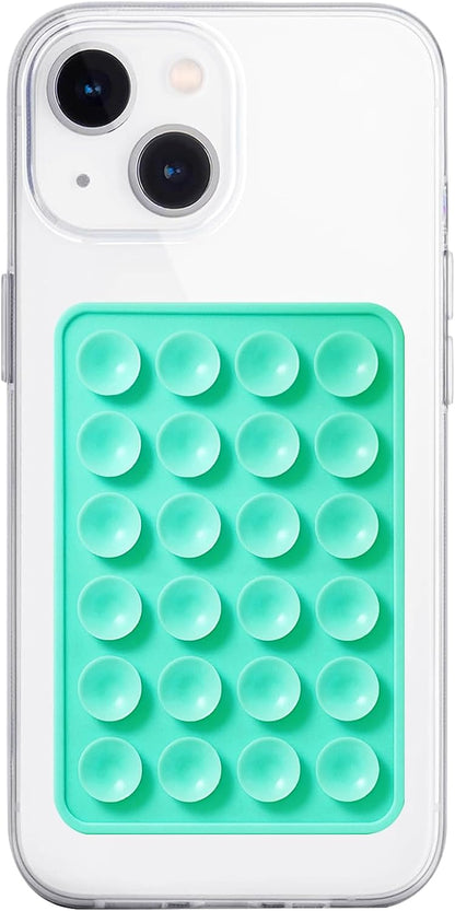 Silicone Suction Phone Case Mount, Non Slip Sticky Phone Grip for Cellphone, Silicon Adhesive Suction Cup Phone Mount, Strong Grip Holder for Selfies and Videos (Lake Green)