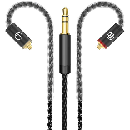 Premium HiFi IEM Cable - Silver-Plated 3.5mm to MMCX Cord, Lossless-Sound in-Ear Monitor Cables for Vibes 201/202, Shure SE215/315/425/535/846-Black (HC001)