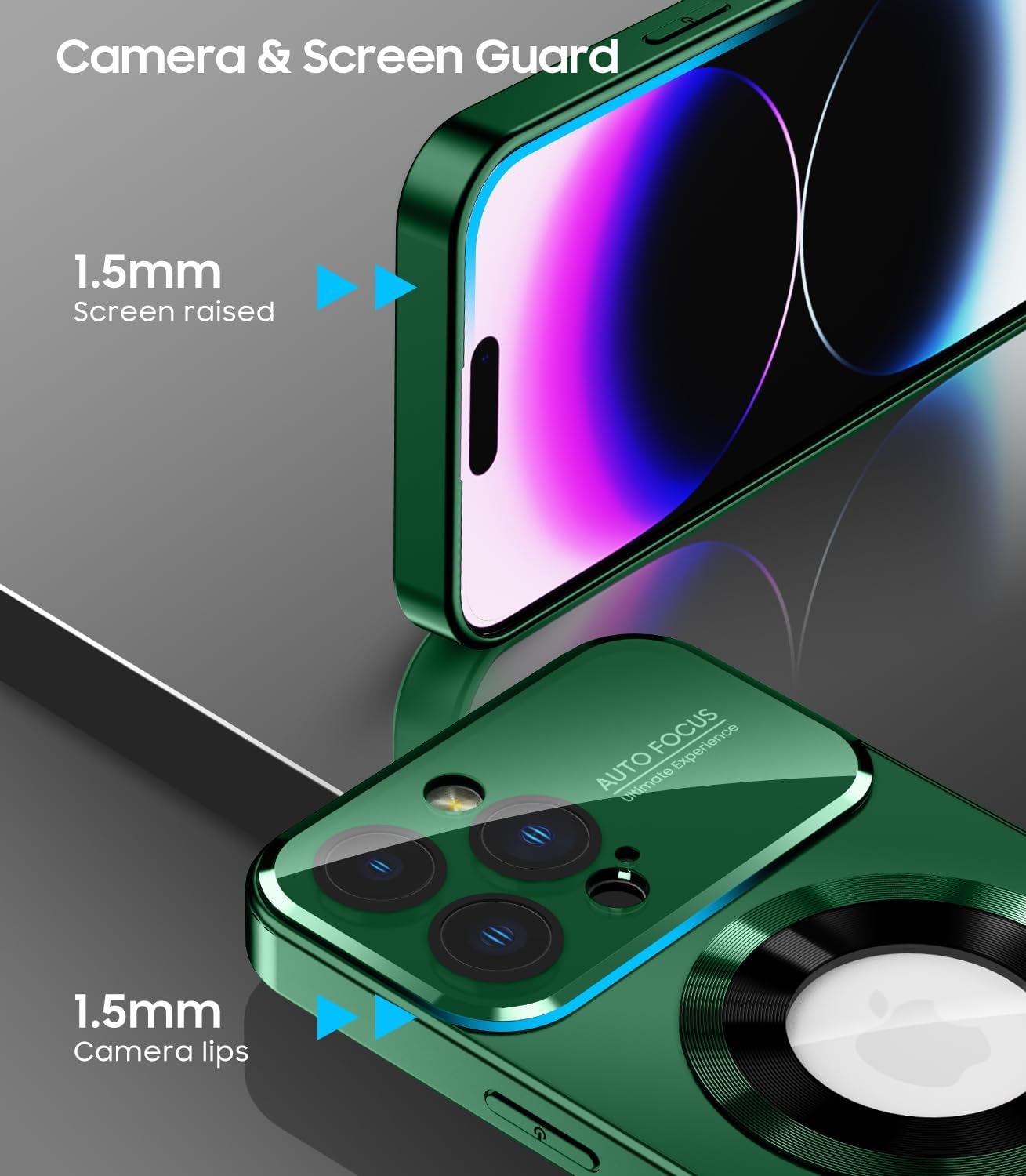 Magnetic for iPhone 14 Pro Max Case, Compatible with MagSafe, Built-in Camera Lens Protector, Logo View, Military Grade Drop Proof Phone Case Cover, Green