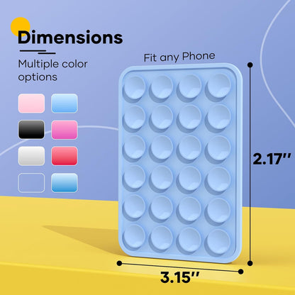 Silicone Phone Sticky Grip, Suction Phone Case Mount for iPhone and Android, Hands-Free Sticky Cell Phone Grip, Mobile Fidget Mirror Holder for Selfies and Videos