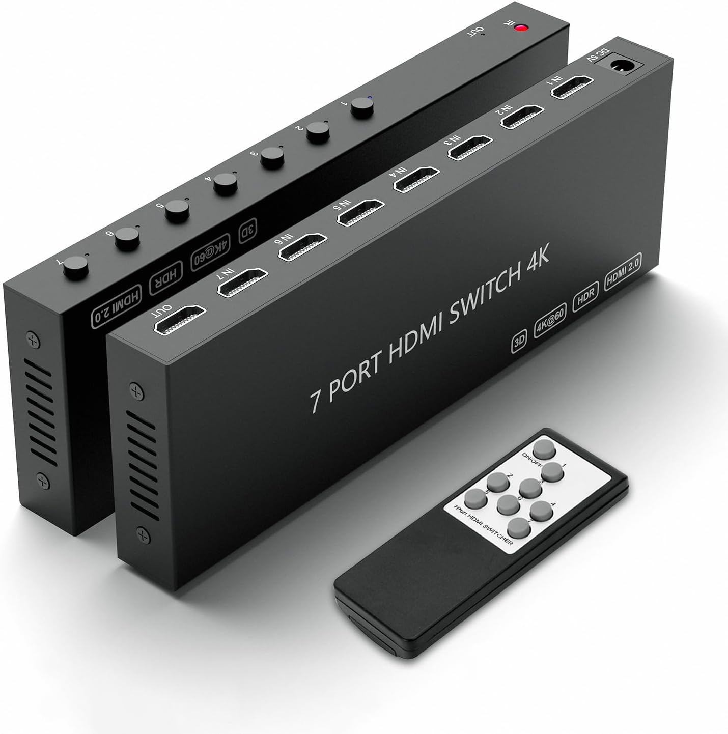 7 Way HDMI Switch 4k@60Hz HDMI Switcher 7 in 1 Out HDCP 2.0 Manual HDMI 2.0 Hub Supports 3D Compatible with Nintendo Switch/Switch OLED/Xbox/ PS5/4/3 Blu-Ray Player Fire Stick Roku Apple TV Chromeca