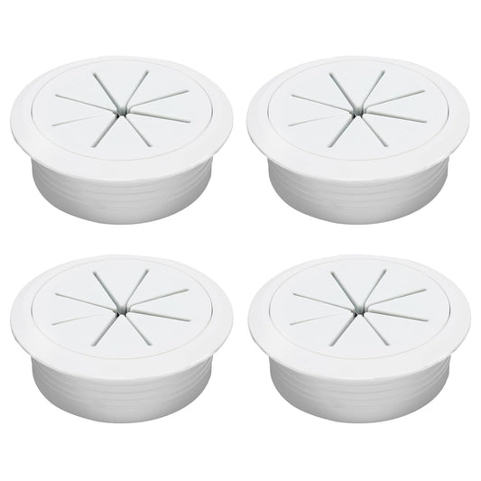 Desk Grommet 2-1/16" (53 mm), Desk Hole Cover for Cables White, Cable Grommet ABS Plastic, Desk Hole Grommet for Office and Home Table Cable, Detachable & Flexible Cable Cord Organizer-4 Pcs