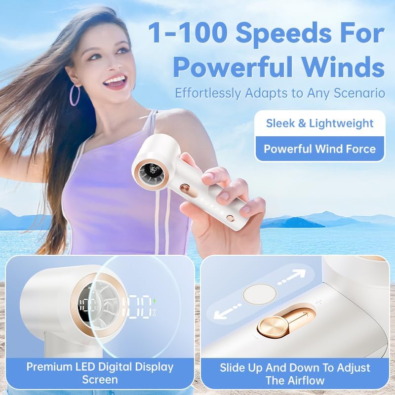 Portable Fan For Travel Mini: Small Pocket Handheld Personal Rechargeable Battery Operated USB High Speed Keeping Cool In Hot Weather Beach Gifts For Women (white)
