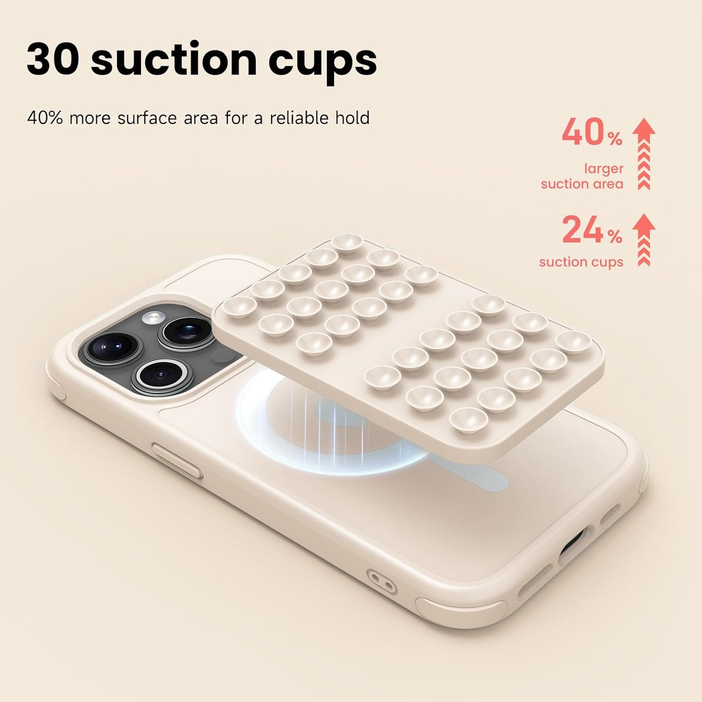 Patented Magnetic Sticky Phone Suction Grip Mount for MagSafe Case,Magnet Silicone Portable Stand Holder for iPhone 16/15/14/13/12 Series and Android, Hands-Free Selfies and Videos,Starlight